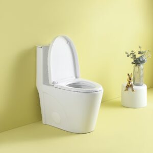 Modern Bidet Toilet Seat, One Piece Toilet with Comfort Chair Seat For Bathroom, Elongated Toilet with Soft-Close Seat, Toilet Bidet, Dual-Flush Functionality, Hotel (Gloss White III)