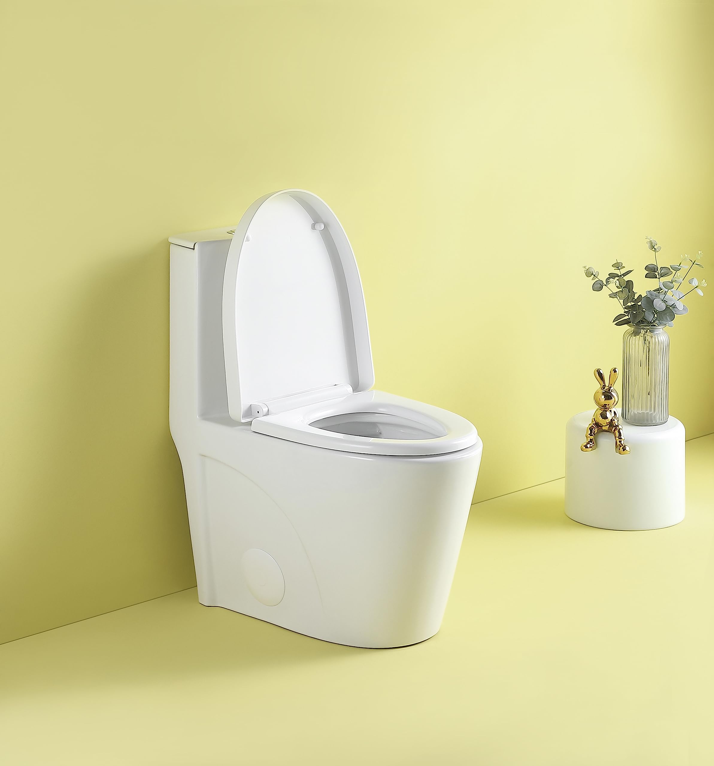 Modern Bidet Toilet Seat, One Piece Toilet with Comfort Chair Seat For Bathroom, Elongated Toilet with Soft-Close Seat, Toilet Bidet, Dual-Flush Functionality, Hotel (Gloss White III)