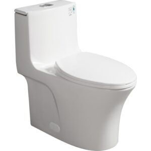 Modern Bidet Toilet Seat, One Piece Toilet with Comfort Chair Seat For Bathroom, Elongated Toilet with Soft-Close Seat, Toilet Bidet, Dual-Flush Functionality, Hotel (Gloss White III)