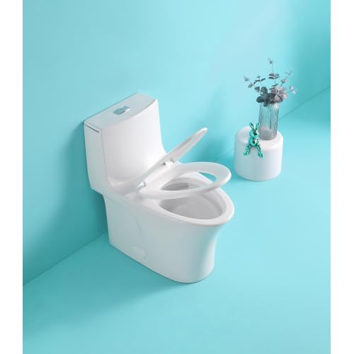 Modern Bidet Toilet Seat, One Piece Toilet with Comfort Chair Seat For Bathroom, Elongated Toilet with Soft-Close Seat, Toilet Bidet, Dual-Flush Functionality, Hotel (Gloss White III)