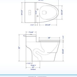 WOODBRIDGE T-0018/B-0735 Dual Flush Elongated One Piece Soft Closing Seat, Comfort Height, White T-0018/B0735, Modern Toilet