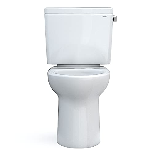 TOTO Drake Two-Piece Elongated 1.28 GPF TORNADO FLUSH Toilet with CEFIONTECT and Right-Hand Trip Lever, Cotton White - CST776CERG#01