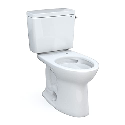 TOTO Drake Two-Piece Elongated 1.28 GPF TORNADO FLUSH Toilet with CEFIONTECT and Right-Hand Trip Lever, Cotton White - CST776CERG#01