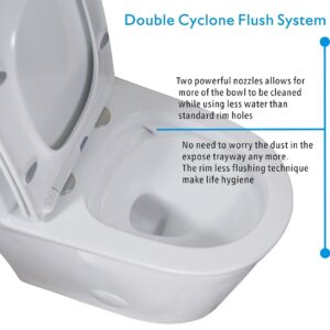 WinZo WZ5069 Small Modern One Piece Toilet Dual Flush 12" Rough in 23-in Depth Short for Compact Tiny Bathroom Powder Room White