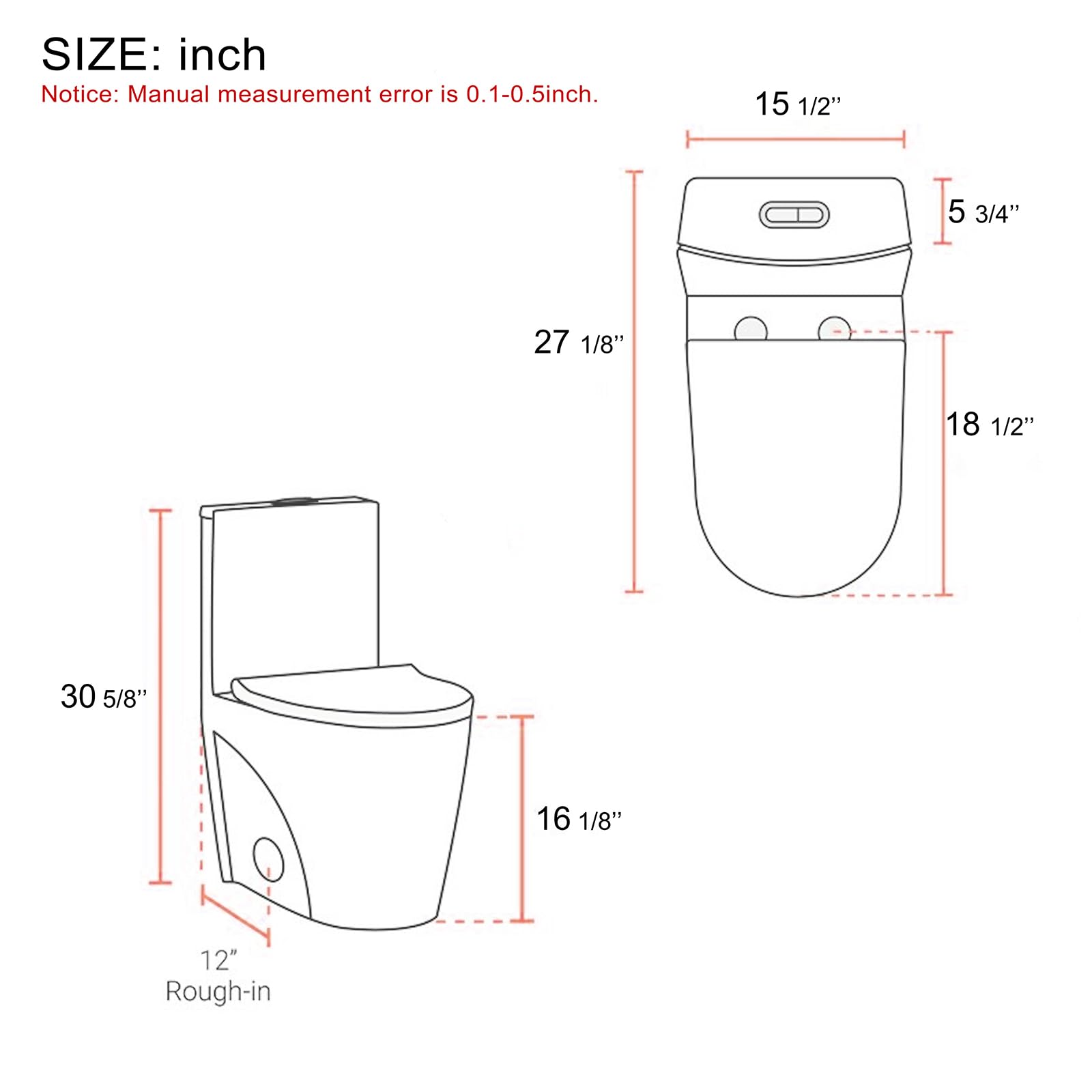 EZONTEQ One Piece Toilet, 1.1/1.6 GPF and MAP 1000g Dual Flush Compact Toilet for Bathroom, 17" Comfortable Seat Height Soft Closing Seat Modern Toilet, 12'' Rough-In (Seat Included) (Gloss White)