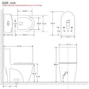 EZONTEQ One Piece Toilet, 1.1/1.6 GPF and MAP 1000g Dual Flush Compact Toilet for Bathroom, 17" Comfortable Seat Height Soft Closing Seat Modern Toilet, 12'' Rough-In (Seat Included) (Gloss White)