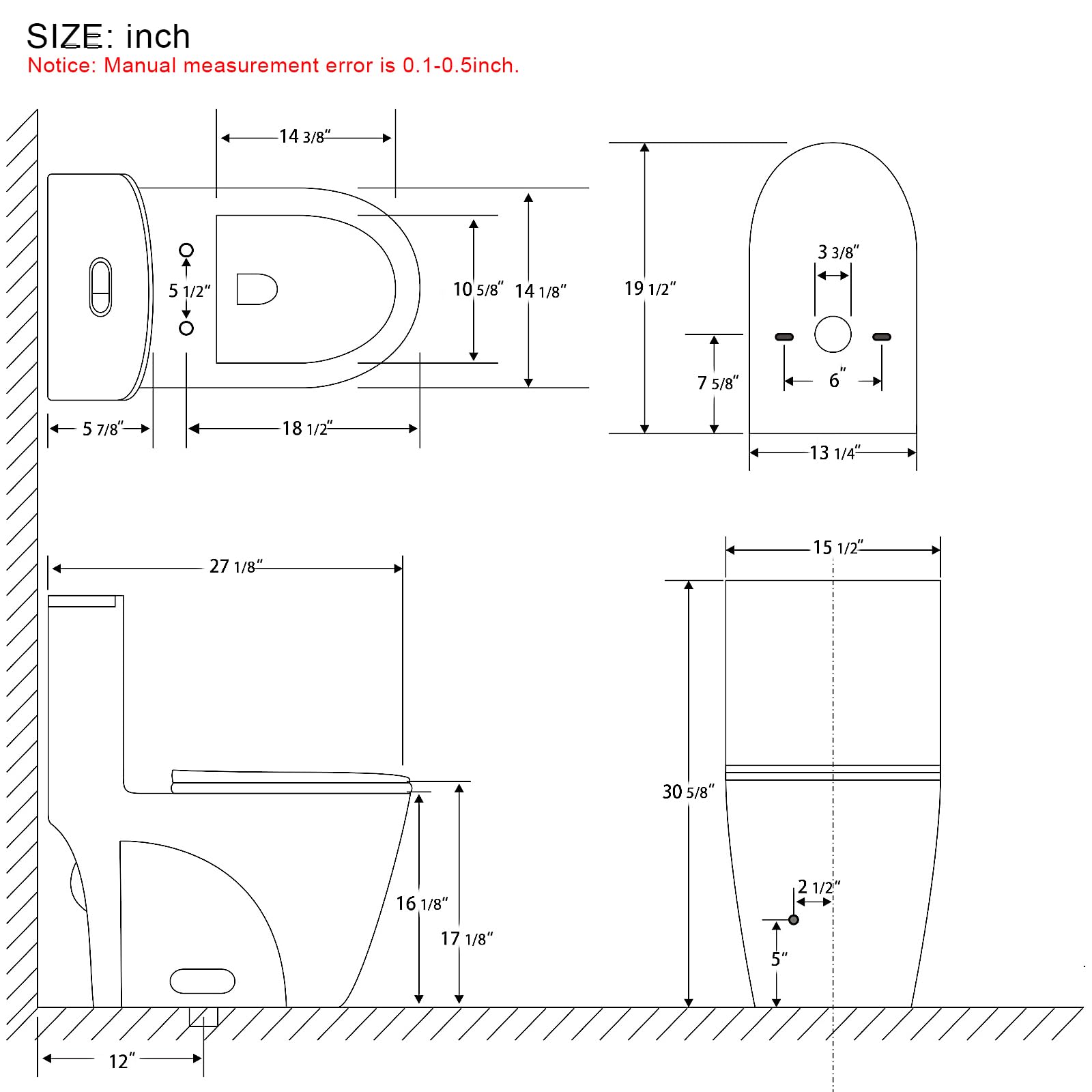 EZONTEQ One Piece Toilet, 1.1/1.6 GPF and MAP 1000g Dual Flush Compact Toilet for Bathroom, 17" Comfortable Seat Height Soft Closing Seat Modern Toilet, 12'' Rough-In (Seat Included) (Gloss White)