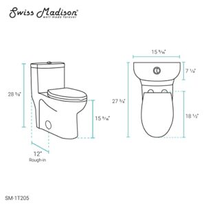 Swiss Madison Well Made Forever SM-1T205 Sublime One Piece Elongated Toilet Dual Flush 0.8/1.28 gpf, Glossy White