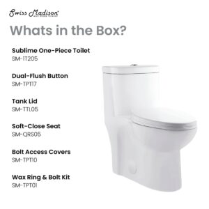 Swiss Madison Well Made Forever SM-1T205 Sublime One Piece Elongated Toilet Dual Flush 0.8/1.28 gpf, Glossy White