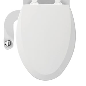 bemis 1500ec toilet seat with perfect fit, fresh water spray, non-electric, easy to install bidet, elongated, cotton white