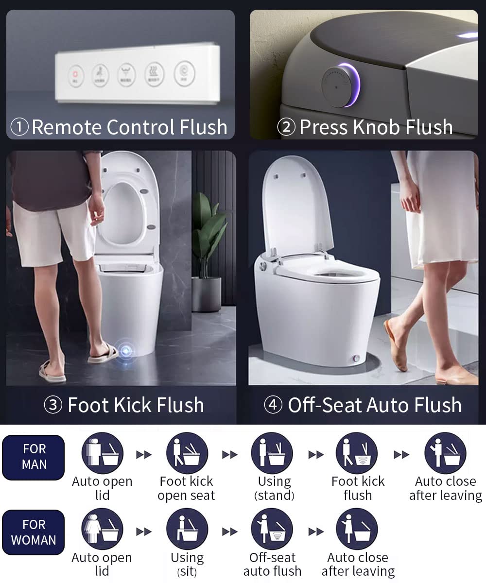 EPLO DP7 Smart Toilet with Bidet Built in,Auto Open/Close,Heated Seat,Automatic Flush Bidet Toilet,Night Light,Elongated Japanese Toilets for Bathroom