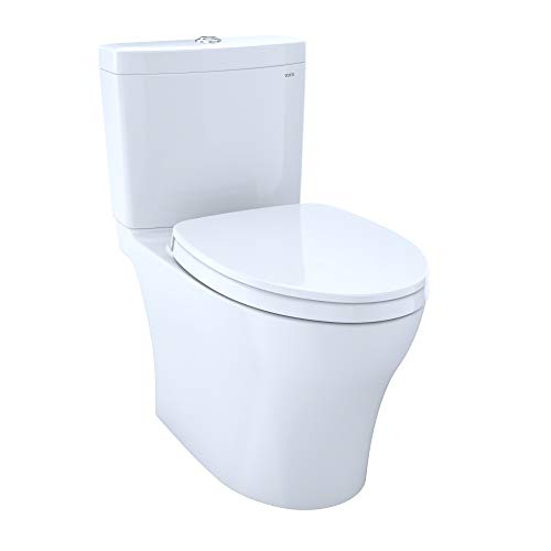 Aquia IV 2-Piece 0.9/1.28 GPF Dual Flush Elongated Standard Height Toilet with in Cotton White, SoftClose Seat Included