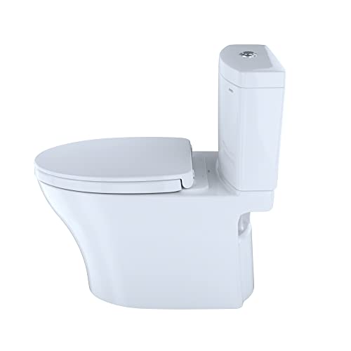 Aquia IV 2-Piece 0.9/1.28 GPF Dual Flush Elongated Standard Height Toilet with in Cotton White, SoftClose Seat Included