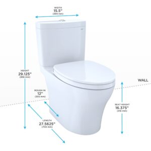 Aquia IV 2-Piece 0.9/1.28 GPF Dual Flush Elongated Standard Height Toilet with in Cotton White, SoftClose Seat Included