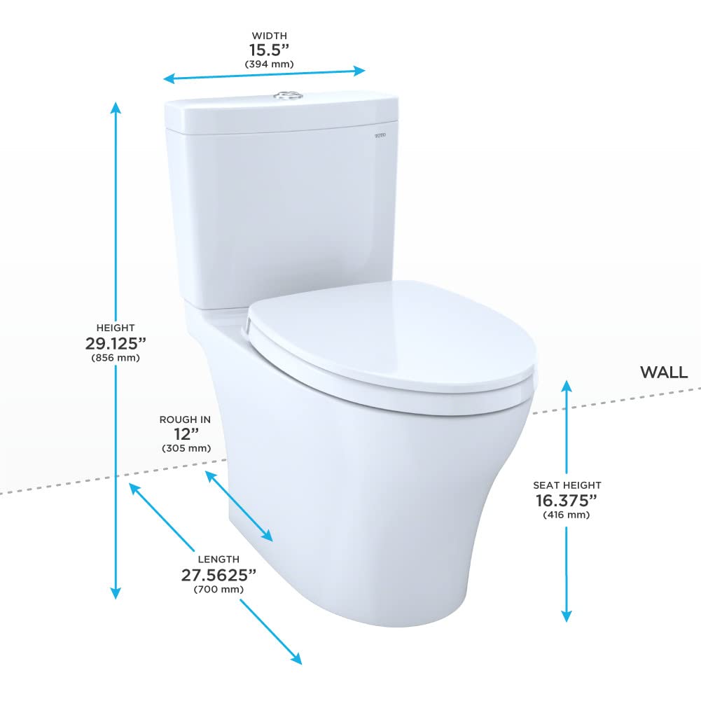 Aquia IV 2-Piece 0.9/1.28 GPF Dual Flush Elongated Standard Height Toilet with in Cotton White, SoftClose Seat Included