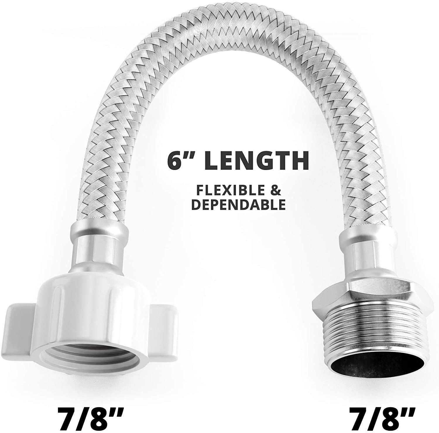 NEW 6 inches Stainless Steel 7/8 male 7/8 female Extension hose toilet seat with hard access Handheld Spray BRAIDED Easy to tight