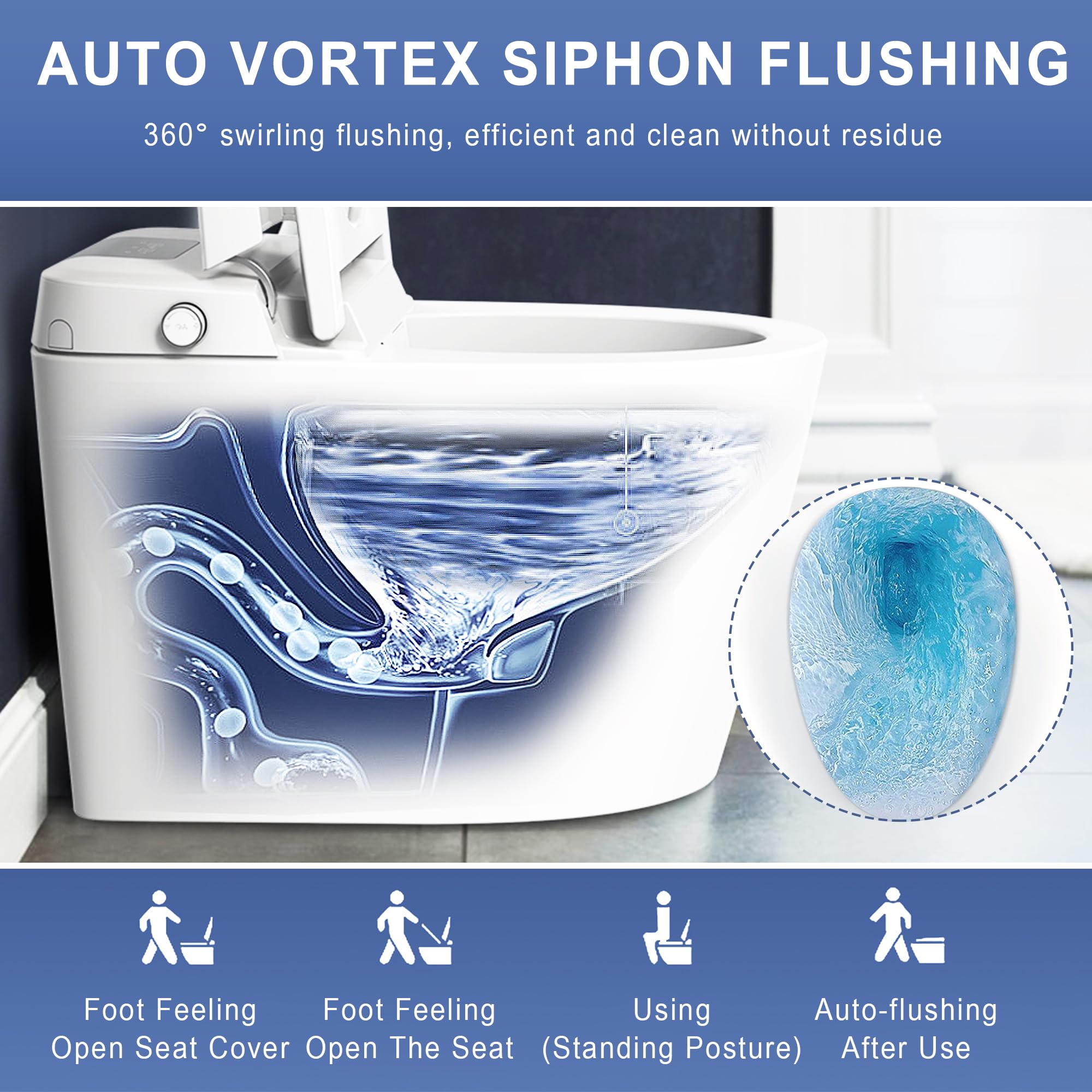 Smart Bidet Toilet Heated Tankless - LifeSky Elongated Auto Flush Built in Bidet Toilet - Luxury Smart Toilet for Bathroom