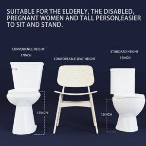 17.1” High Toilets Elongated Tall Toilet with S-trap, 12” Rough in Bathroom Toilet & 1.28 GPF Single Flush Water Tank Perfect For Seniors, Disabled & Tall Person