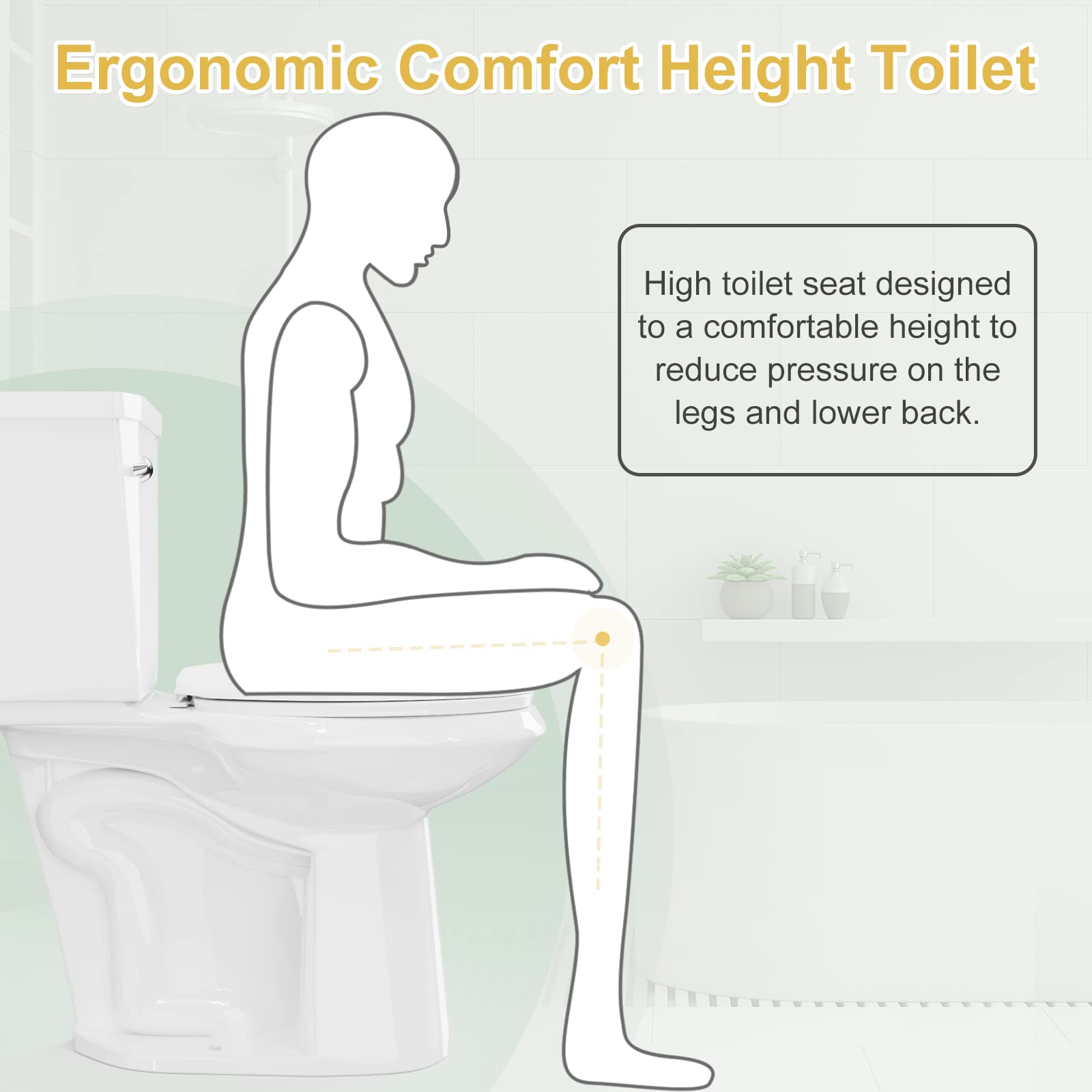 17.5 Inch High Toilet | Extra Tall Toilets With Comfort Height Tall Toilet Seat, 1.28 GPF Side Single Flushing High Toilets For Seniors, Extra High Toilet With 12" Rough-in & Soft-close Toilet Seat