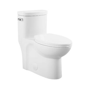 swiss madison well made forever sm-1t206 sublime one piece elongated left side flush handle toilet 1.28 gpf, glossy white