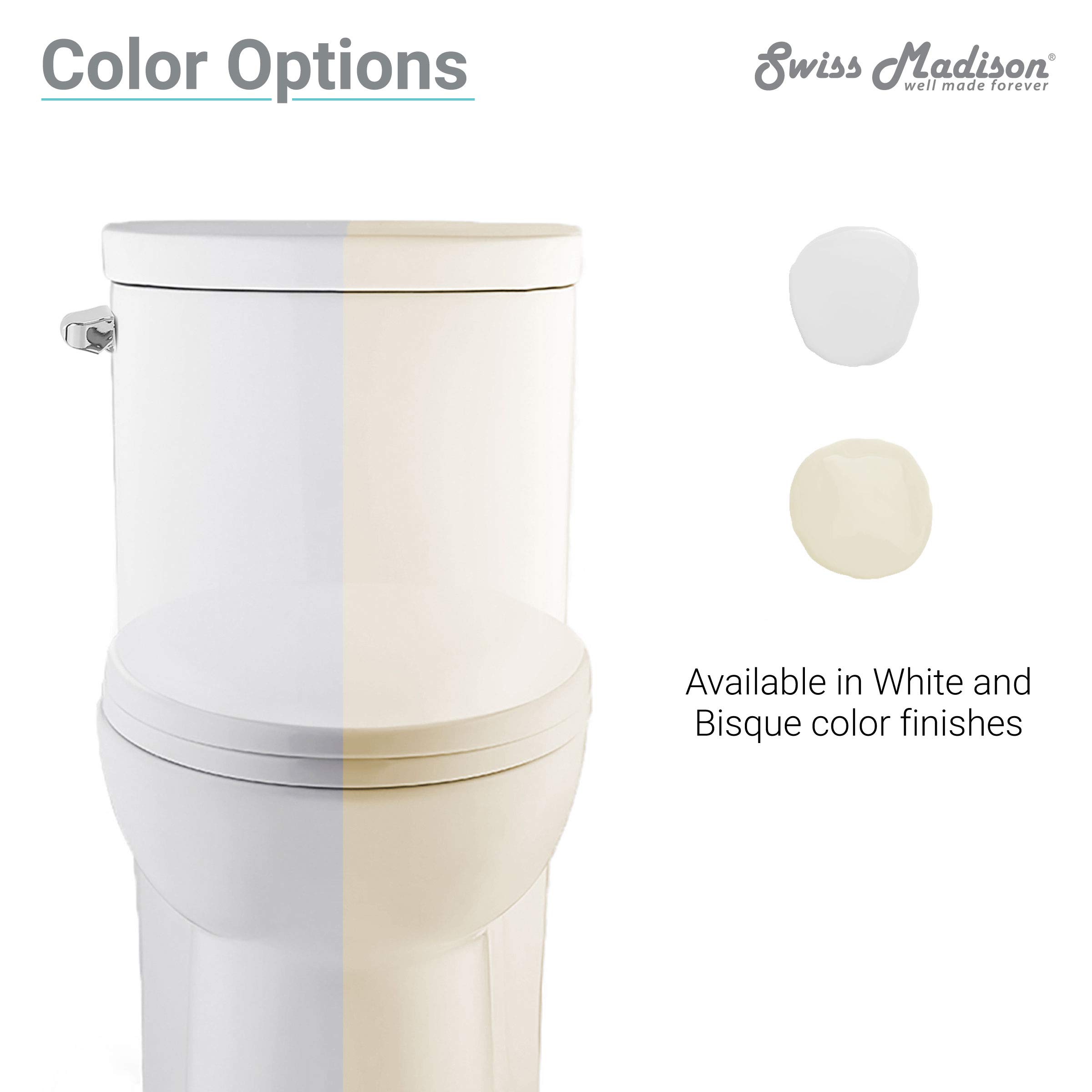 Swiss Madison Well Made Forever SM-1T206 Sublime One Piece Elongated Left Side Flush Handle Toilet 1.28 gpf, Glossy White