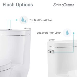 Swiss Madison Well Made Forever SM-1T206 Sublime One Piece Elongated Left Side Flush Handle Toilet 1.28 gpf, Glossy White