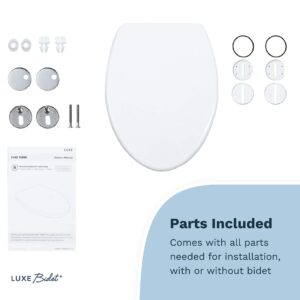 LUXE TS1008R Round Comfort Fit Toilet Seat with Slow Close, Quick Release Hinges, and Non-Slip Bumpers (White)