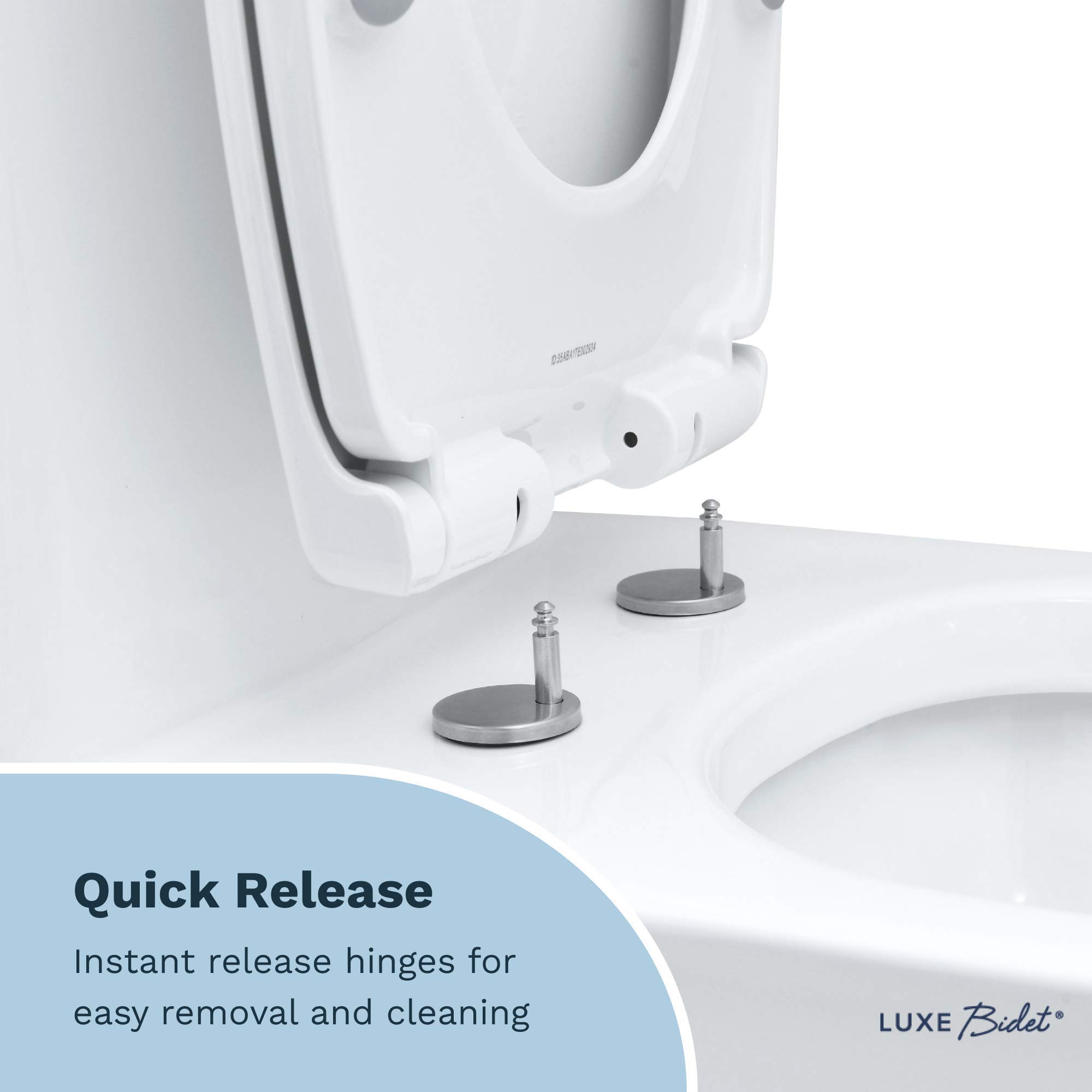 LUXE TS1008R Round Comfort Fit Toilet Seat with Slow Close, Quick Release Hinges, and Non-Slip Bumpers (White)