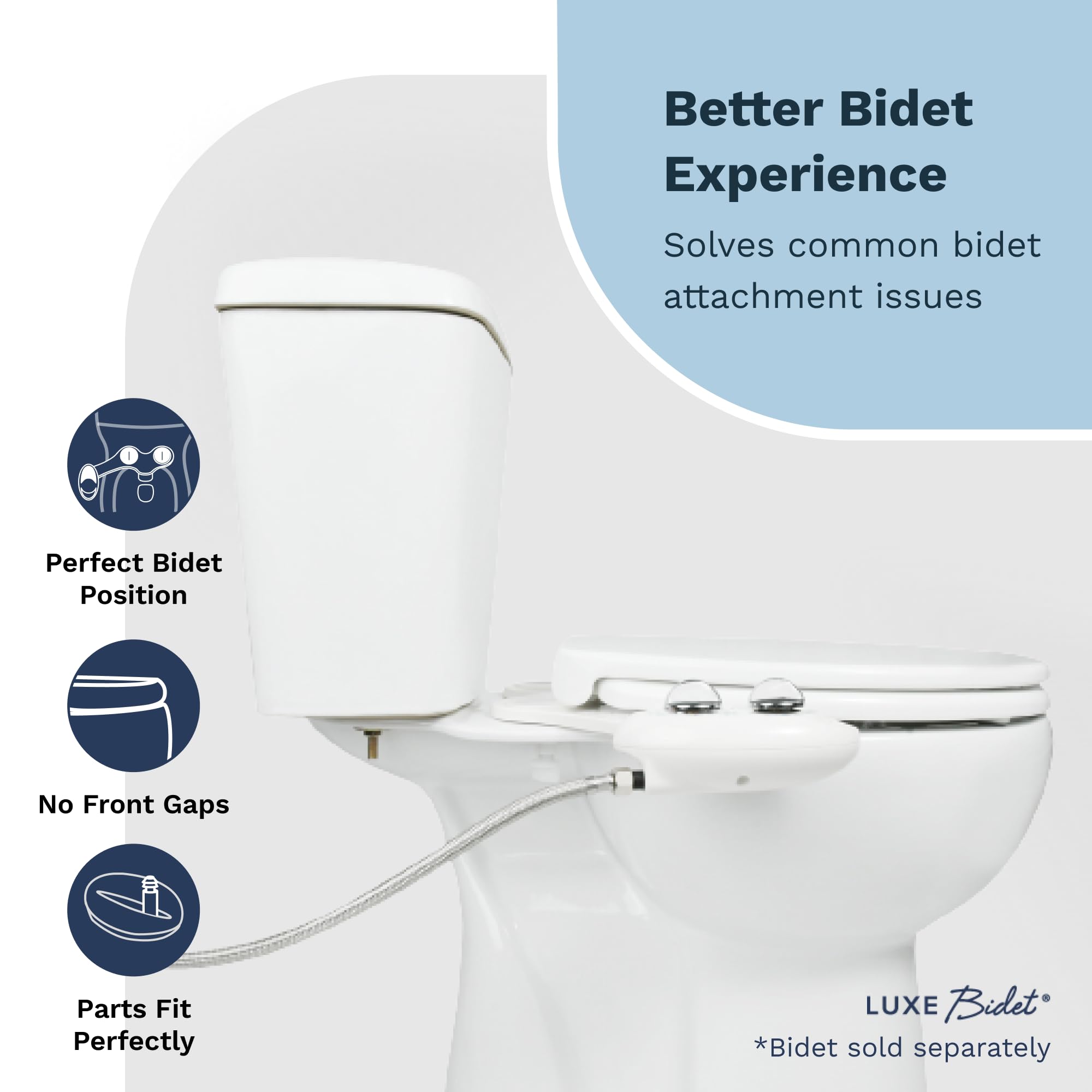 LUXE TS1008R Round Comfort Fit Toilet Seat with Slow Close, Quick Release Hinges, and Non-Slip Bumpers (White)