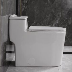 SouNor SN1080 One Piece Toilet 3-in Dual Flush 1.1/1.6 GPF Chair Right Seat Height Comfort Elongated U Shaped Bowl Soft Close UF Seat,White 12" Rough in