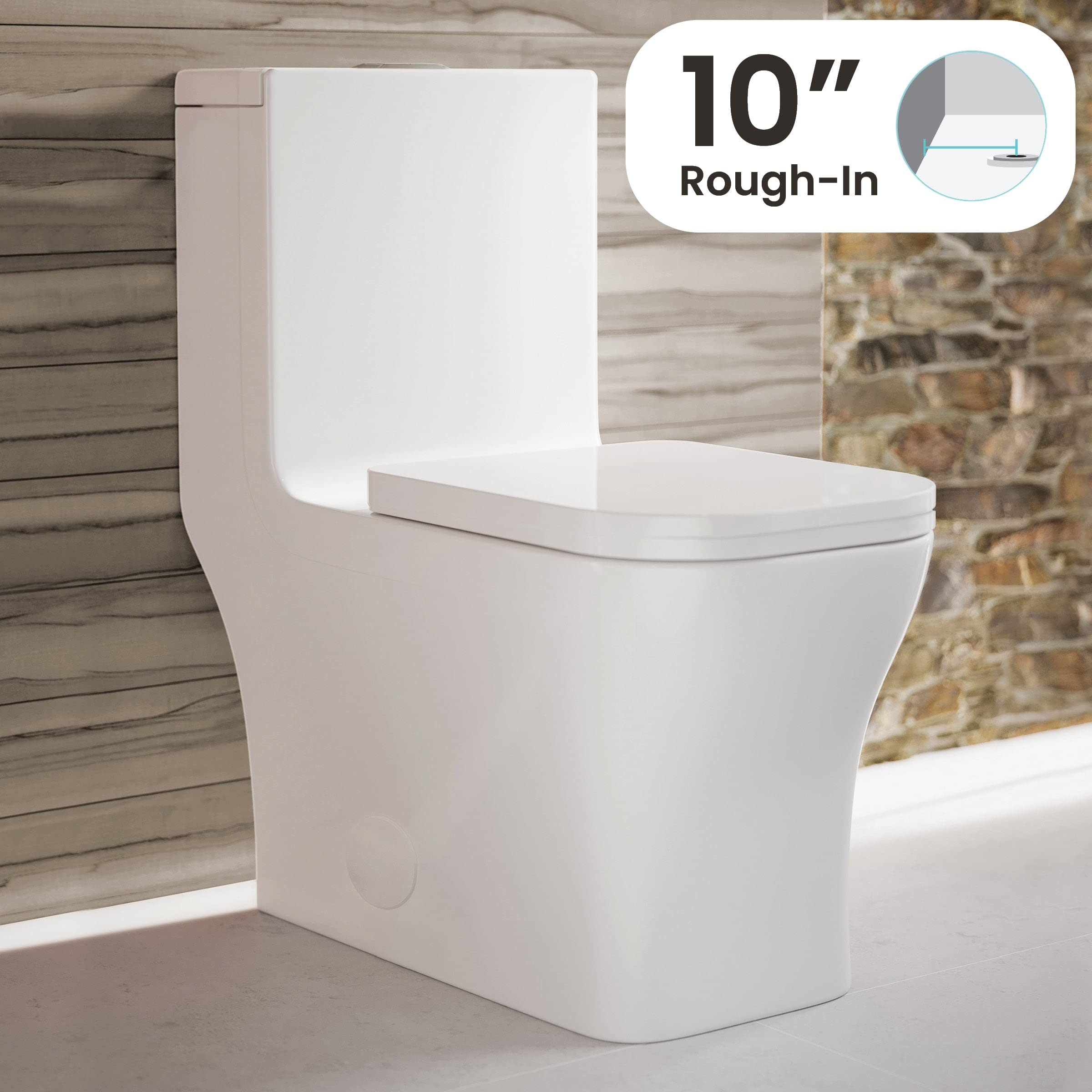 Swiss Madison Well Made Forever SM-1T278, Concorde One Piece Square Toilet Dual Flush 1.1/1.6 gpf with 10" Rough In