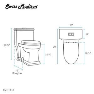 Swiss Madison Well Made Forever SM-1T113 Voltaire One Piece Elongated Toilet Dual Flush 0.8/1.28 GPF, White