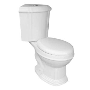 renovators supply sheffield round corner toilet - heavy duty 2-piece toilet in white - watersense dual flush with slow close toilet seat - grade a, porcelain scratch and stain resistant - 12 in. rough