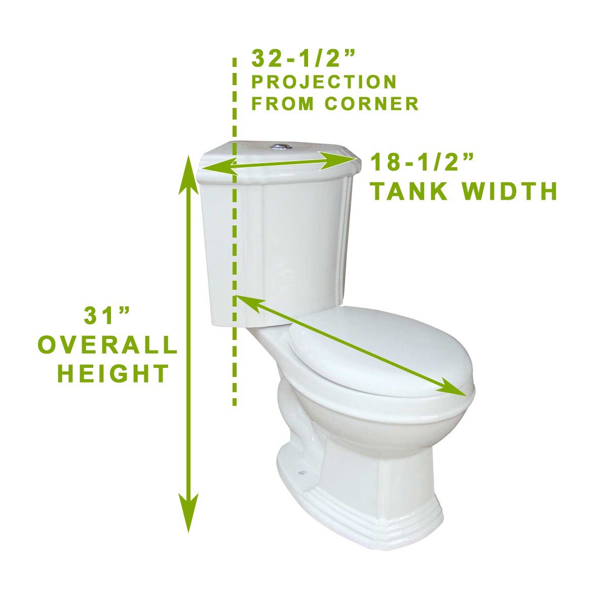 Renovators Supply Sheffield Round Corner Toilet - Heavy Duty 2-Piece Toilet in White - WaterSense Dual Flush with Slow Close Toilet Seat - Grade A, Porcelain Scratch and Stain Resistant - 12 In. Rough