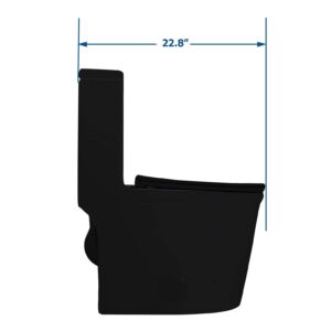 WinZo WZ5079B Compact One Piece Toilet 22.8" Depth Modern Short Design Dual Flush for Small Tiny Mini Bathroom 12" Rough-in,Matte Black