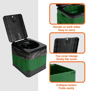 Portable toilet, portable folding toilet, folding toilet with cover, outdoor travel toilet, camping travel toilet (Green)