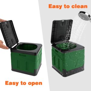 Portable toilet, portable folding toilet, folding toilet with cover, outdoor travel toilet, camping travel toilet (Green)