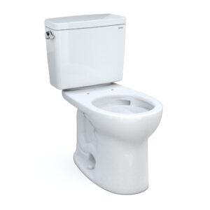 toto drake two-piece round 1.28 gpf universal height tornado flush toilet with cefiontect, cotton white - cst775cefg#01