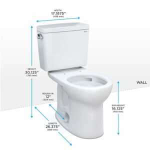 TOTO Drake Two-Piece Round 1.28 GPF Universal Height TORNADO FLUSH Toilet with CEFIONTECT, Cotton White - CST775CEFG#01