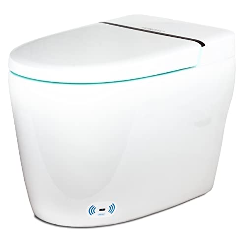 EUROTO Luxury Smart Toilet – Sleek Tankless Design with Foot-Kick Sensor, Heated Seat, Warm Dryer, Adjustable Water Pressure, Auto Open/Close Lid, Dual Flush, Night Light & Remote Control