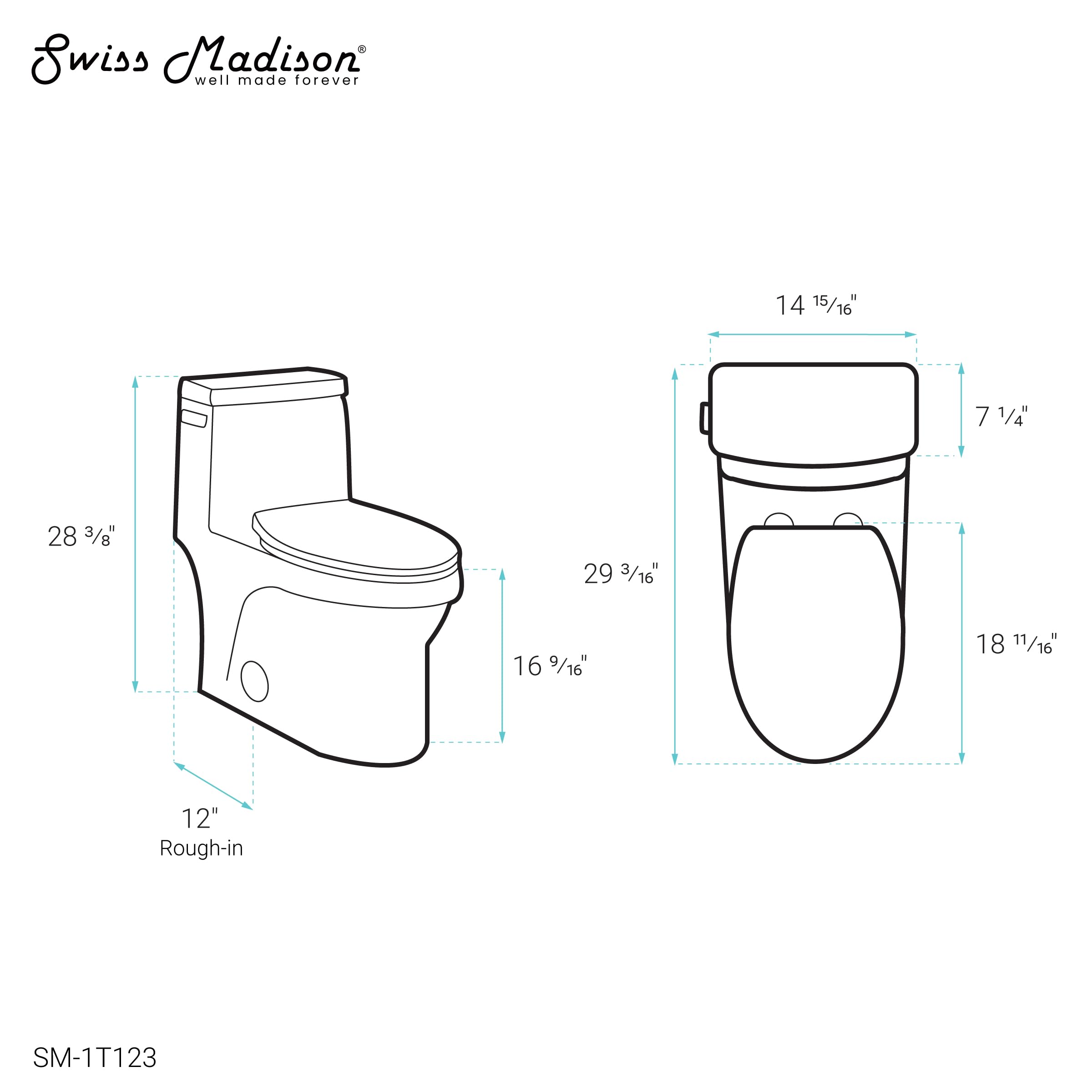 Swiss Madison SM-1T123 Virage One Piece Elongated Toilet 1.28 GPF