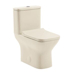 swiss madison sm-1t256 carre one-piece toilet, square toilet, dual-flush toilet 1.1/1.6 gpf, modern toilet, toilets for bathrooms on bisque