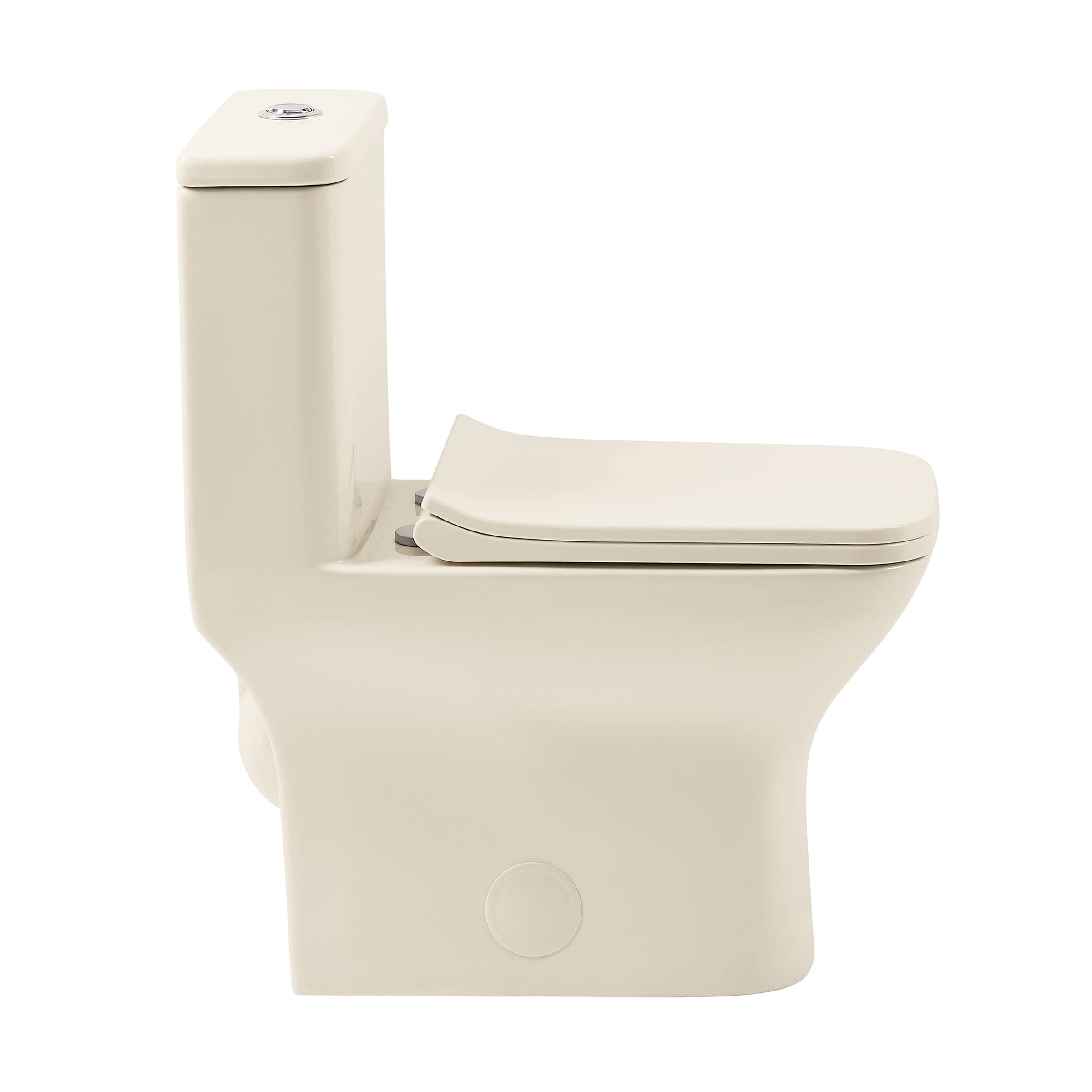 Swiss Madison SM-1T256 Carre One-Piece Toilet, Square Toilet, Dual-Flush Toilet 1.1/1.6 gpf, Modern Toilet, Toilets for Bathrooms on Bisque