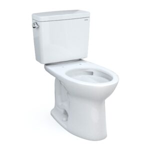 toto drake two-piece elongated 1.6 gpf universal height tornado flush toilet with cefiontect and 10 inch rough-in, cotton white - cst776cefrg.10#01