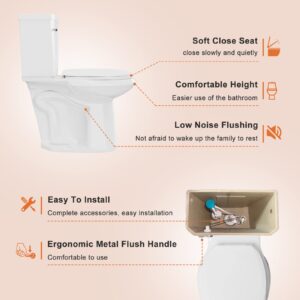 17.5" Extra Tall Toilets, 12" Rough-in Tall Toilet | Toilets For Bathrooms Comfort Height Elongated, 1.28gpf Single Flush Two Piece Toilet Extra High Toilets For Seniors & Disabled & Pregnant Women