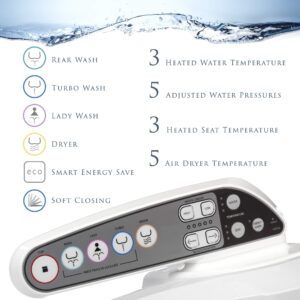 Lotus Smart Bidet ATS-800 FDA Registered, Heated Seat, Temperature Controlled Wash, Warm Air Dryer, Easy DIY Installation, Made in Korea