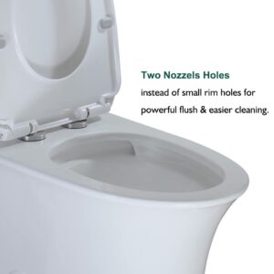 WinZo Elongated One Piece Toilet 3-in Dual Flush with Soft Closing Seat For Modern Bathroom,White (5020)