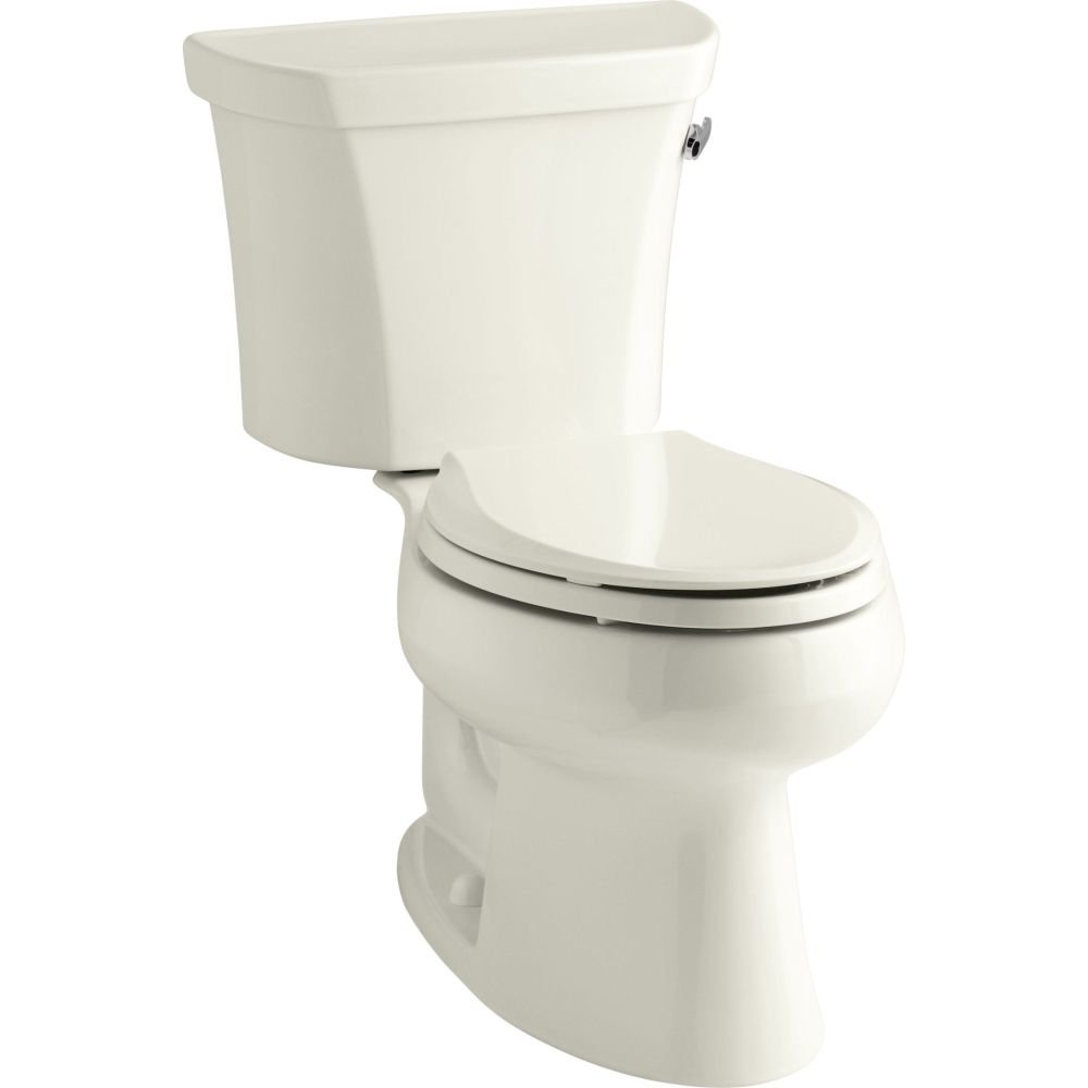 Kohler K-3998-RA-96 Wellworth Elongated 1.28 gpf Toilet, Right-Hand Trip Lever, Biscuit