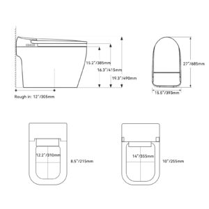 Smart Toilet with Bidet Built in, Bidet Toilet with Heated Seat, Automatic Flush, Dryer, Night Light, Digital Display