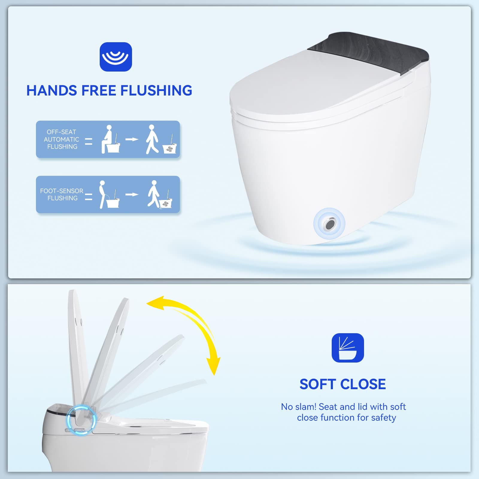 Smart Toilet with Bidet Built in, Bidet Toilet with Heated Seat, Automatic Flush, Dryer, Night Light, Digital Display